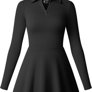 OQQ Black Long Sleeve Mini Dress